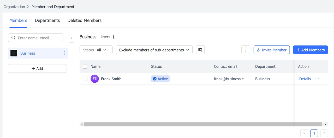 Thêm thành viên vào các phòng ban